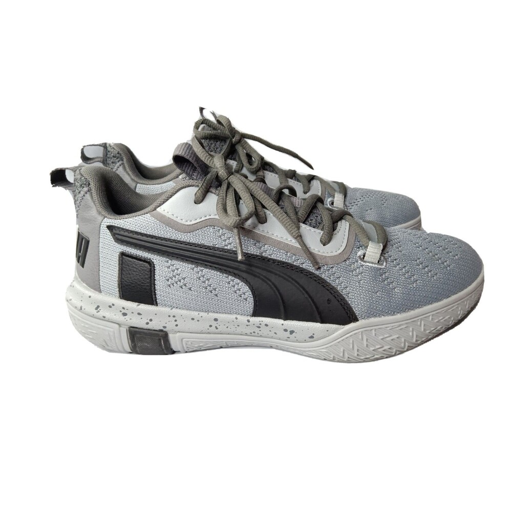 Puma Legacy Low Black Quarry Grey Basketball Shoes 193818-01, Youth Sz 7C